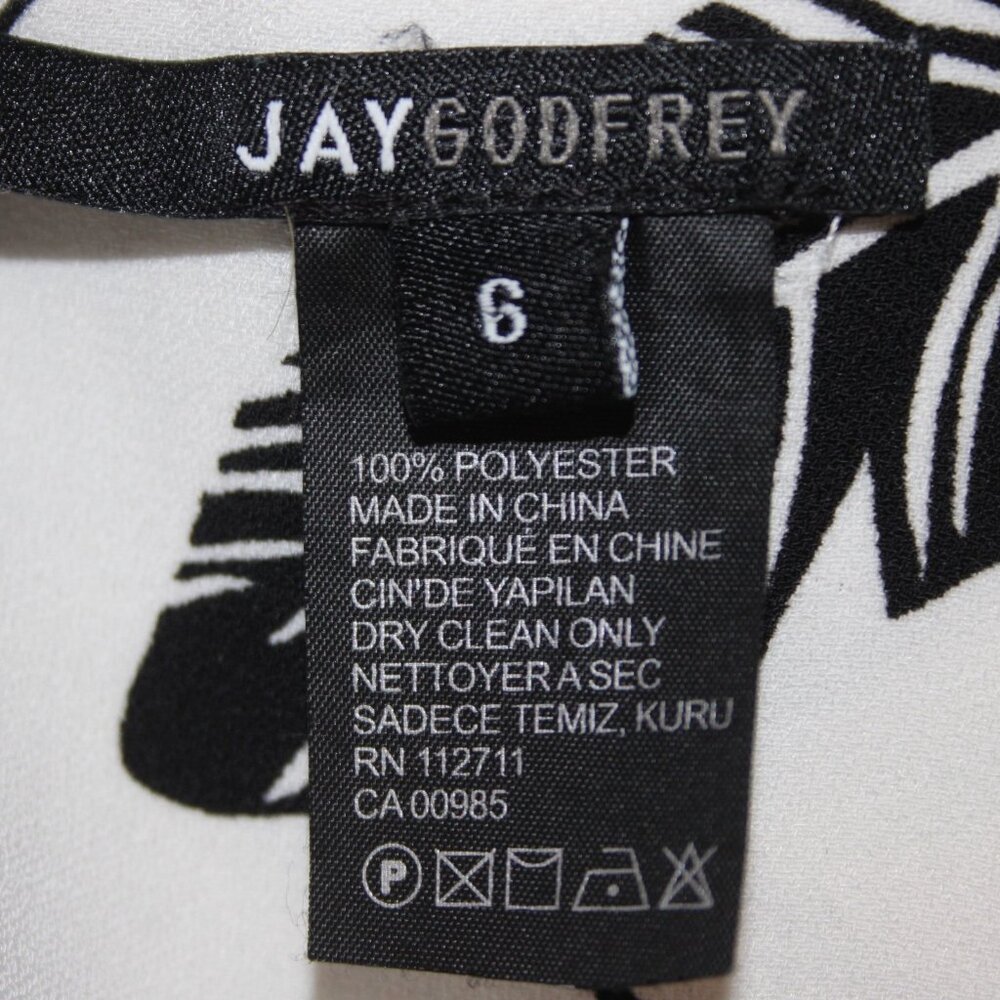 Jay Godfrey Jumpsuit Sz 6 White Black Printed Knot Front 100% Poly Jumpsuit - Picture 5 of 11